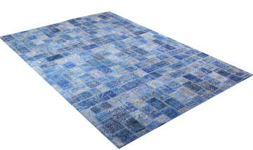 Küçük Kareli Mavi Patchwork Halı