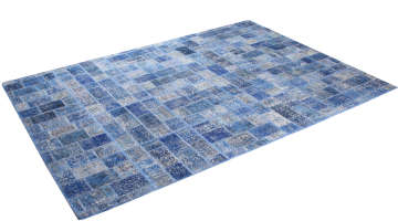 Küçük Kareli Mavi Patchwork Halı