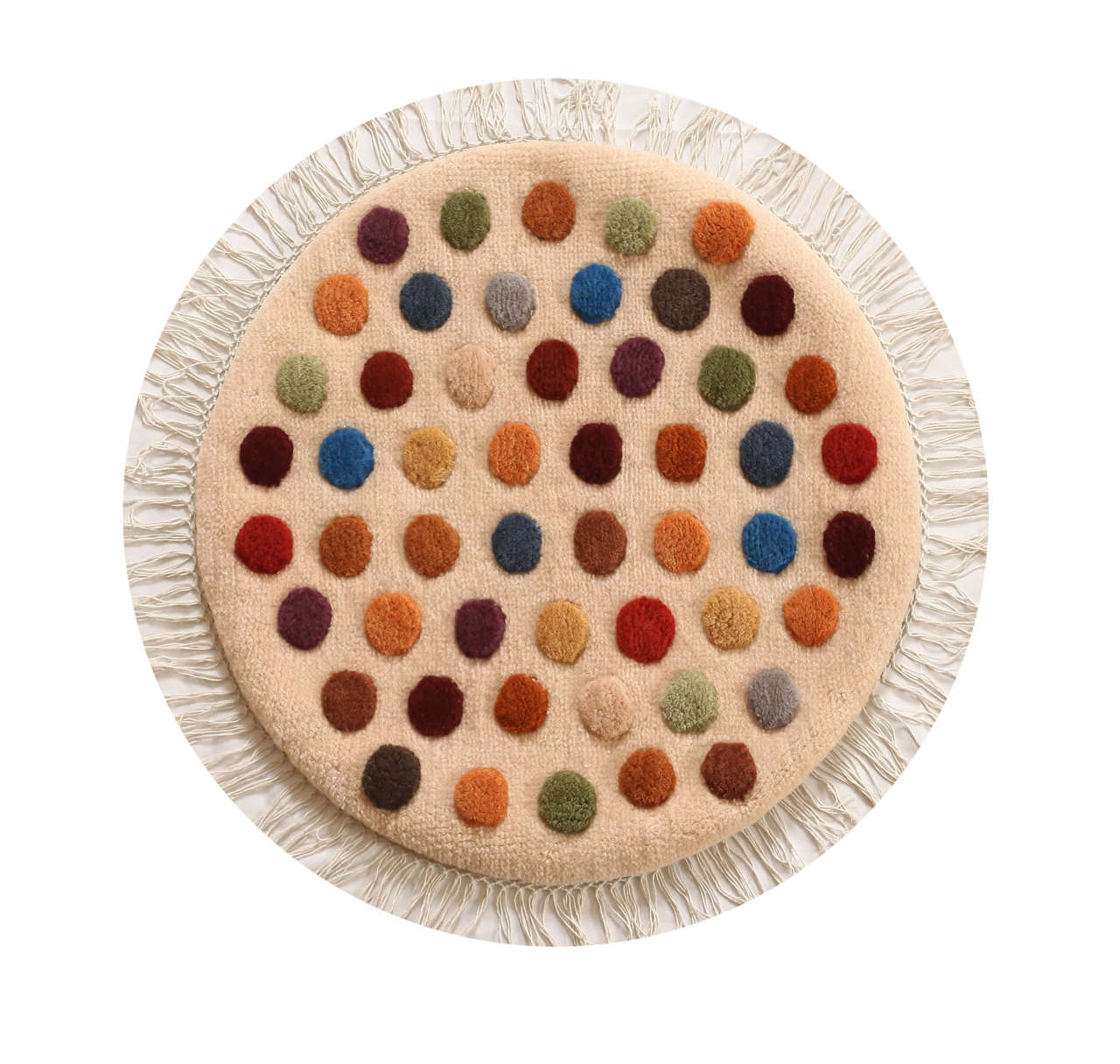 Yün Ponponlu Yuvarlak Halı