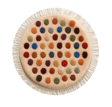 Yün Ponponlu Yuvarlak Halı