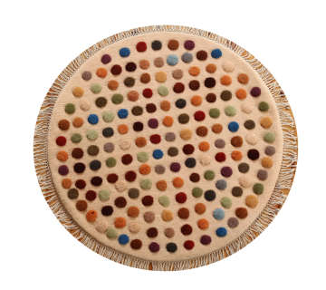 Yün Ponponlu Yuvarlak Halı