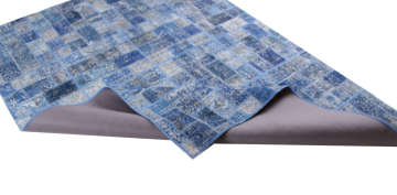 Küçük Kareli Mavi Patchwork Halı 1.70 x 2.40