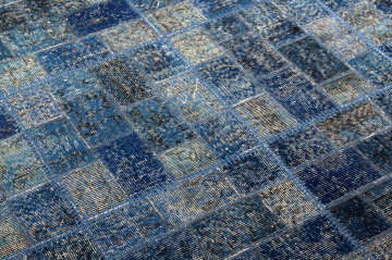 Küçük Kareli Mavi Patchwork Halı 1.70 x 2.40