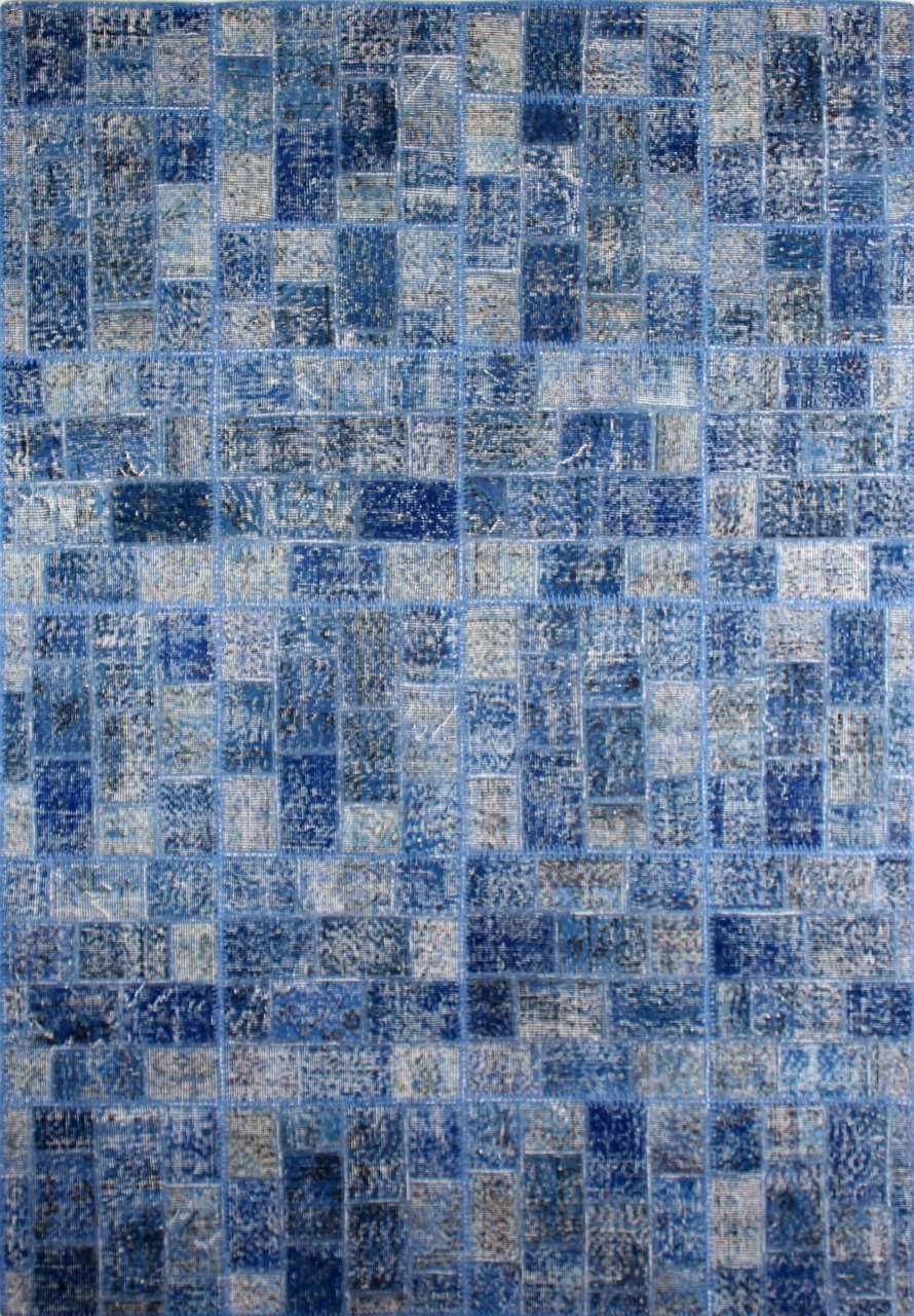 Küçük Kareli Mavi Patchwork Halı 1.70 x 2.40