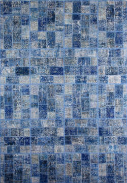 Küçük Kareli Mavi Patchwork Halı 1.70 x 2.40