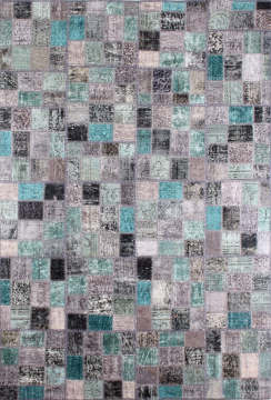 Siyah Yeşil Patchwork Halı