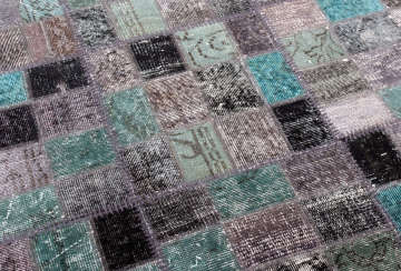 Siyah Yeşil Patchwork Halı 1.70 x 2.40