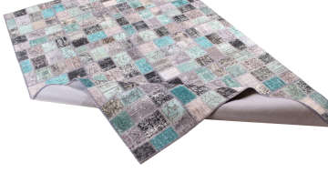 Siyah Yeşil Patchwork Halı 1.70 x 2.40