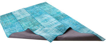 Turkuaz Mavi Patchwork Halı