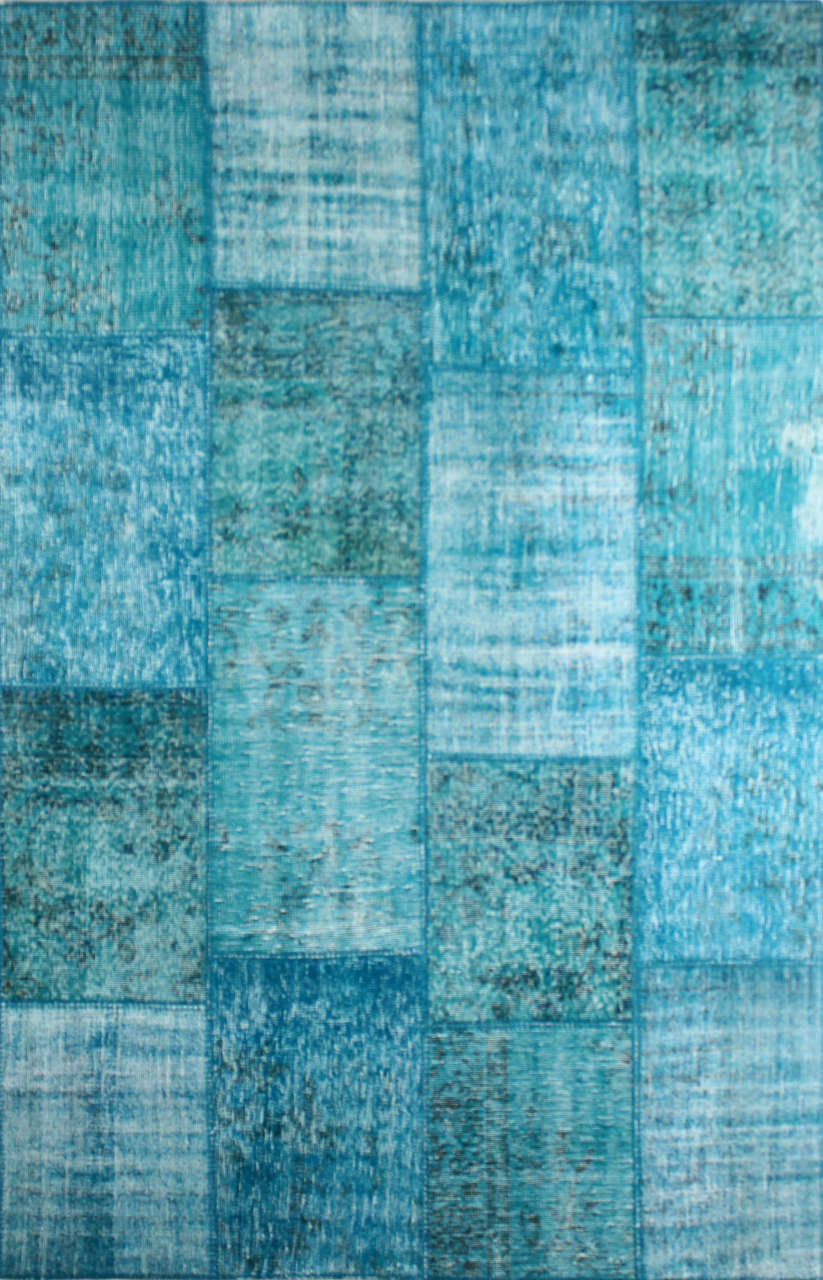 Turkuaz Mavi Patchwork Halı 1.70 x 2.40
