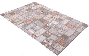 Çizgili Kilim Parçalı Gri Renkli Patchwork 1.20 x 1.80