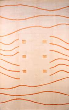 Ortasındaki Turuncu Desenler İpek Olan Nepal Halı