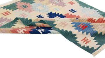 Multicolored Hand-woven Kilim Usak