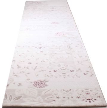 Purple Patchwork Patterned Hallway Carpet