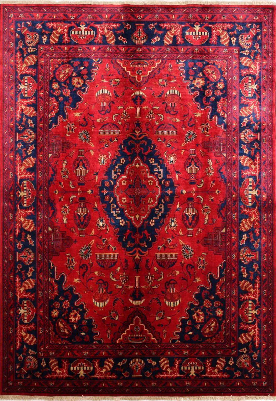 Lacivert Göbekli Afgan Halısı