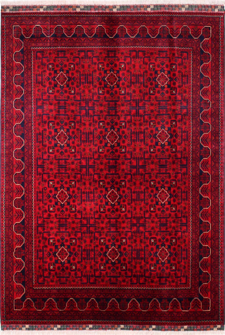 Kare Desenli Afgan Halısı