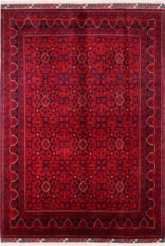 Kare Desenli Afgan Halısı