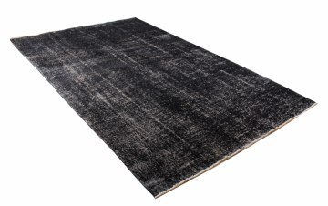 El Dokuması Siyah Vintage Halı