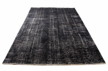 El Dokuması Siyah Vintage Halı