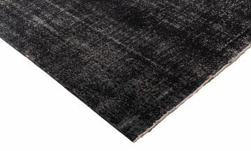 El Dokuması Siyah Vintage Halı