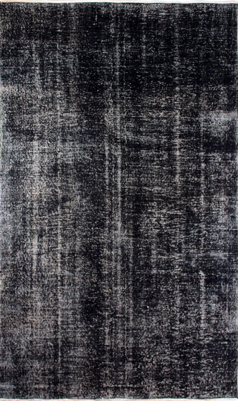 El Dokuması Siyah Vintage Halı