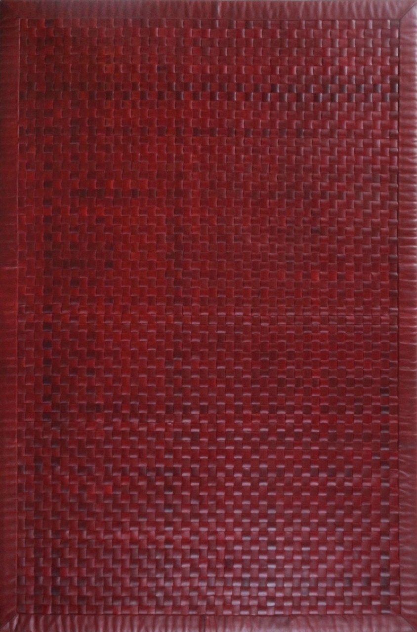 Örgü Tasarımlı Kızıl Orijinal Deri Halı