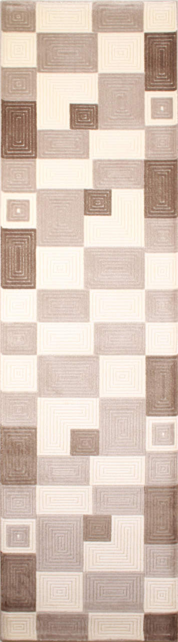 Kahve Bej Kare Desenli Koridor Yolluğu 0.80 x 3.00