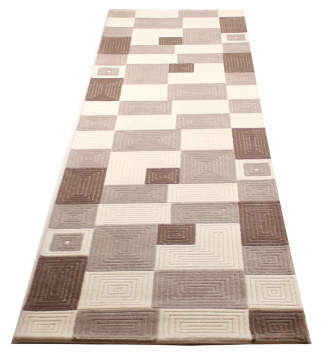 Kahve Bej Kare Desenli Koridor Yolluğu 0.80 x 3.00