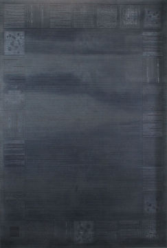 Kenarı Kare Desenli Gri Halı