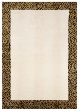 Kenarı Leopar Deseni Yün Halı