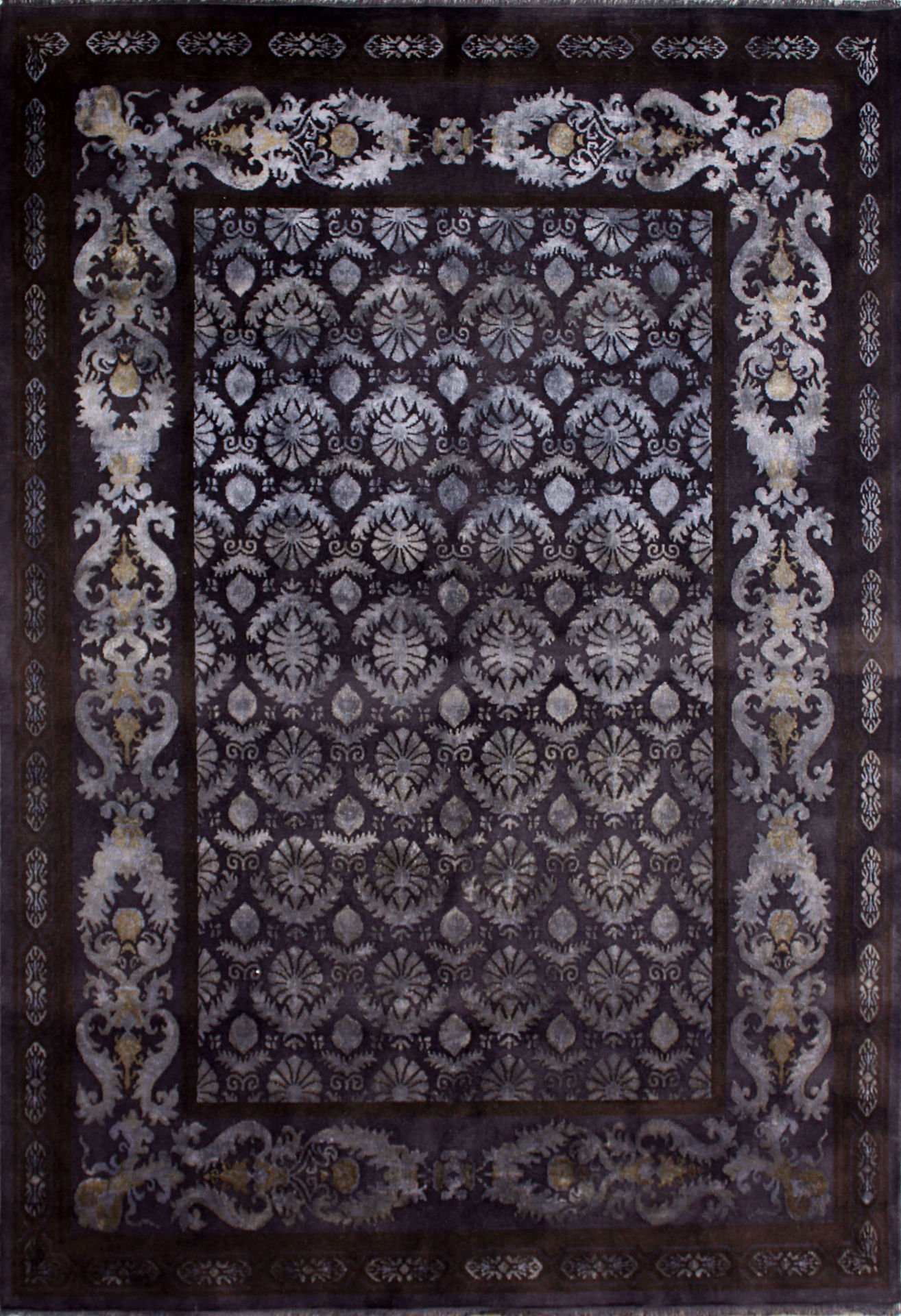 İpek Desenli Antrasit El Halısı