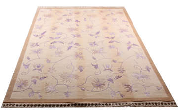 Lila Çiçek Desenli Salon Halısı