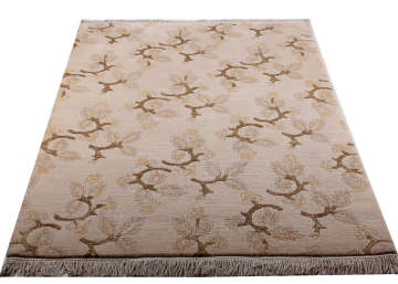 Yaprak Desenli Modern El Halısı