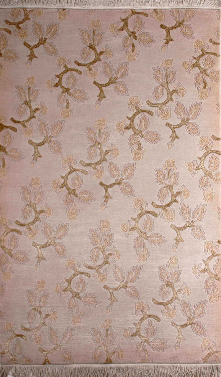 Yaprak Desenli Modern El Halısı