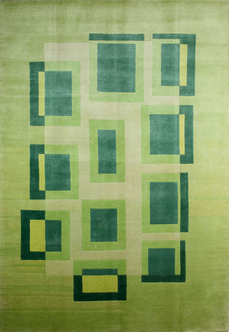 Yeşil Modern El Halısı