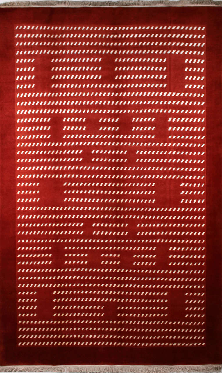 Kırmızı Modern İpekli El Halısı