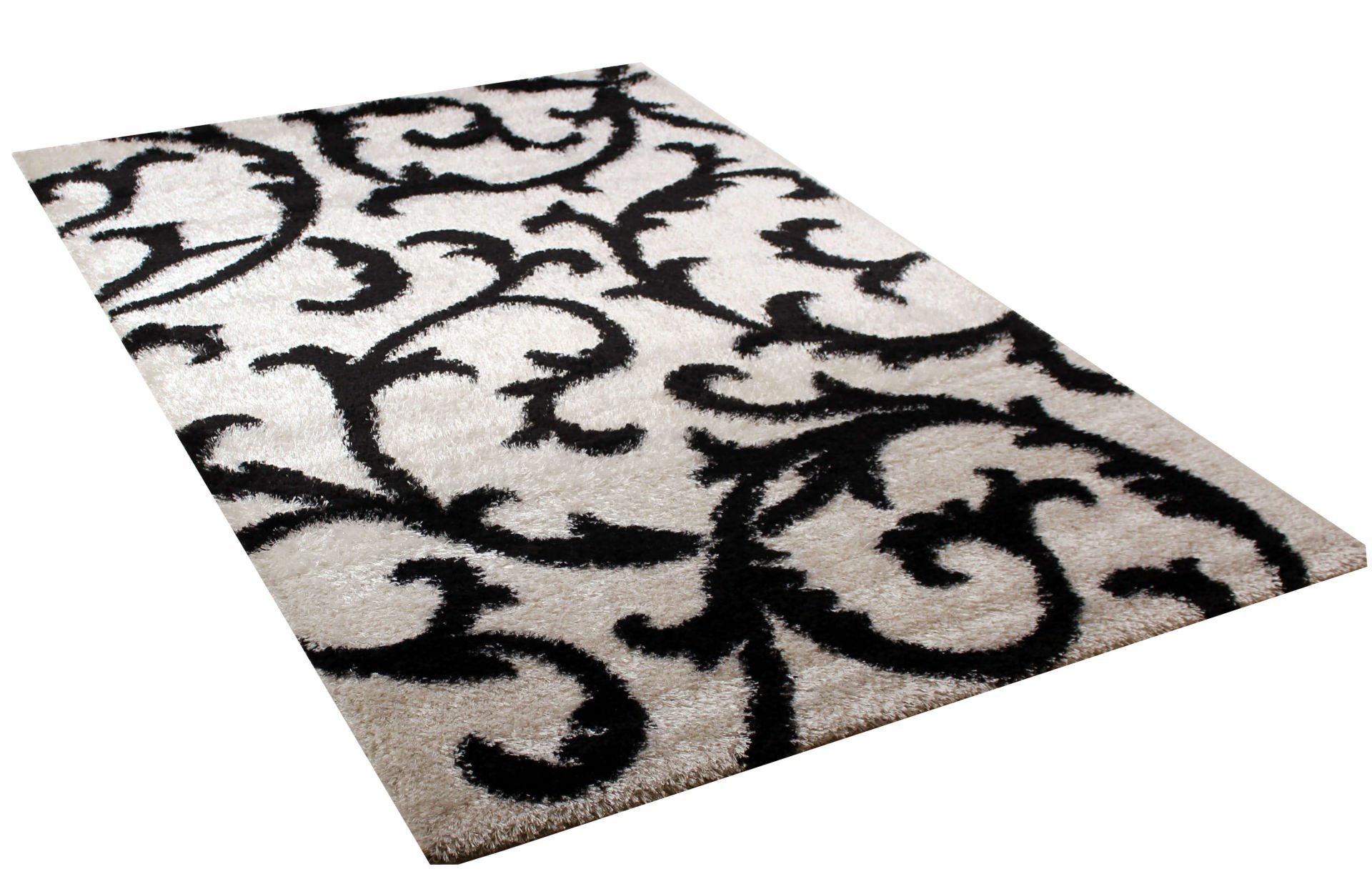 White Modern Patterned Shaggy Rug
