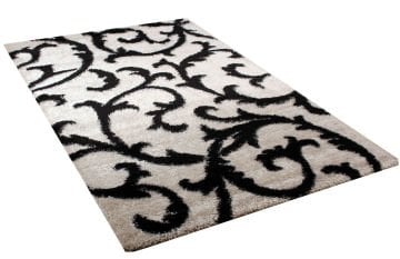 White Modern Patterned Shaggy Rug