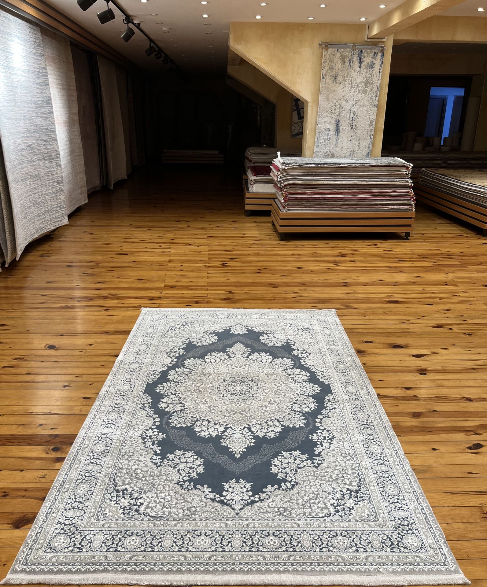 Klasik Lacivert Bambu Halı