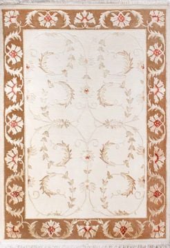 Handmade Carpet with Brown Border and Edge Border