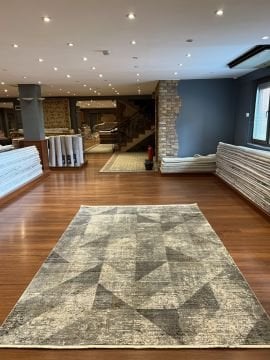 Kendinden Desenli Gri Modern Salon Halısı