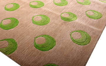 Yeşil Damla Desenli El Halısı