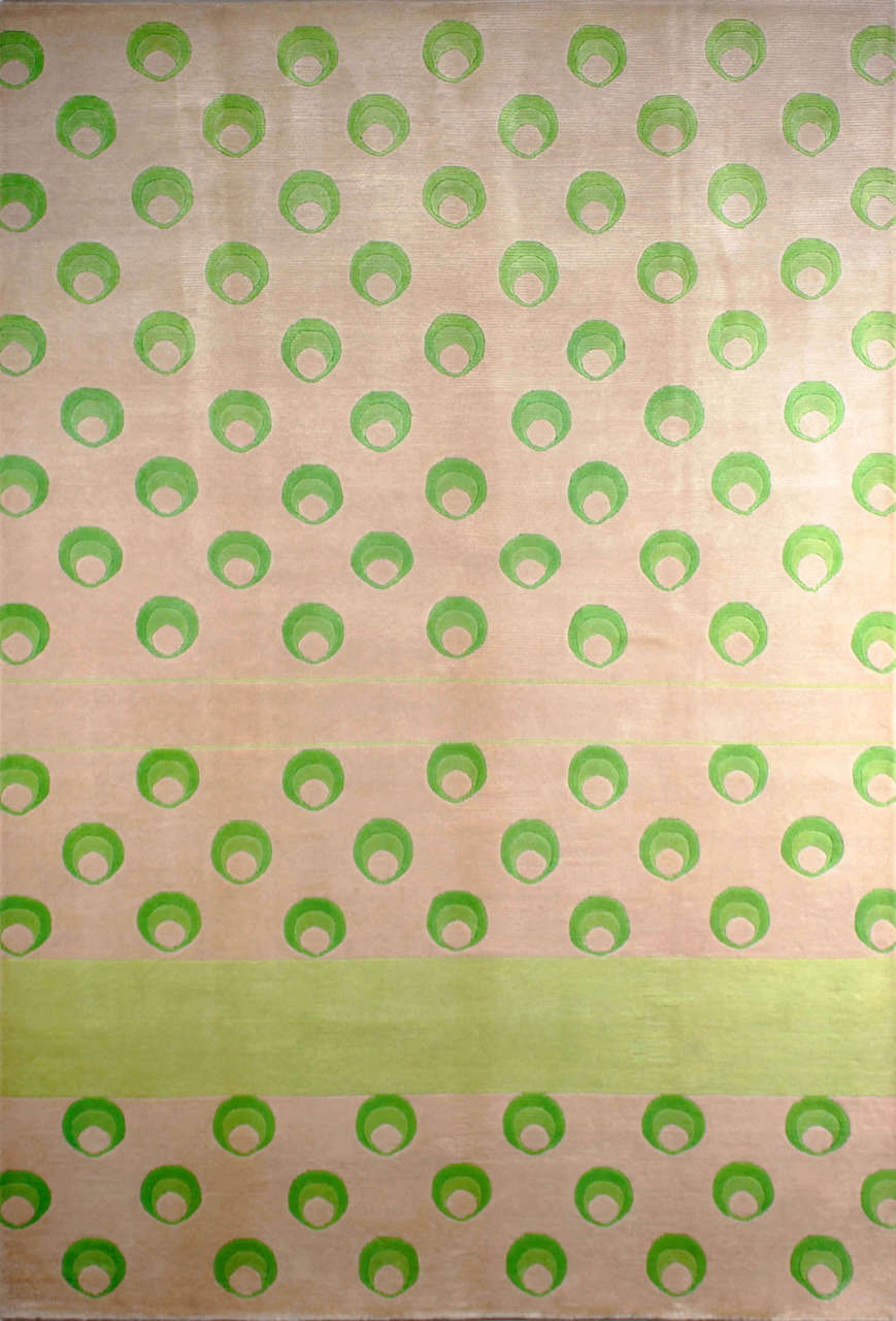 Yeşil Damla Desenli El Halısı