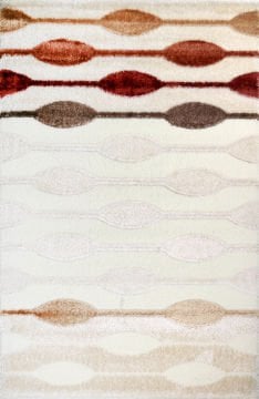 Krem Modern Desenli Shaggy Halı