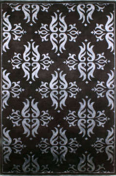 İri İpek Desenli Siyah El Halısı