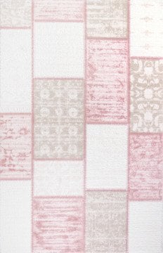 Patchwork Desenli Pembe Makine Halısı