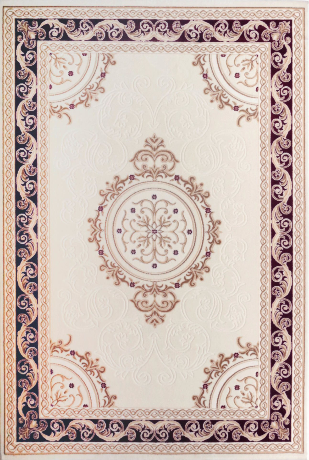 Classic Machine Made Carpet with Burgundy Edges