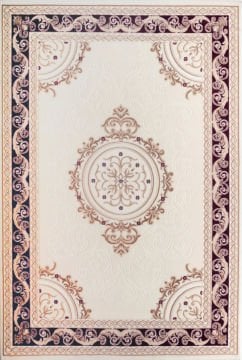 Classic Machine Made Carpet with Burgundy Edges