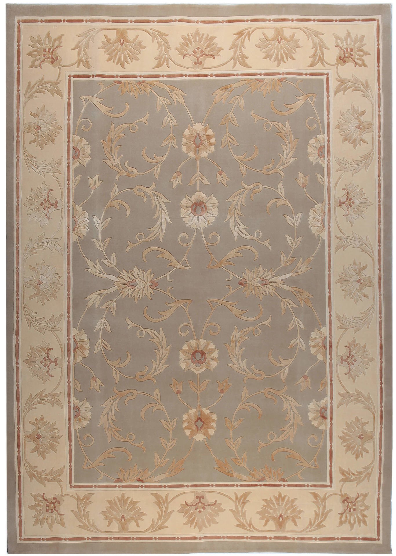 Ortası Koyu Renk İpek Desenli HalıTibet