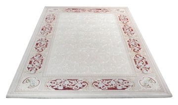 Kenarı Bordo Zeminli Bej Halı